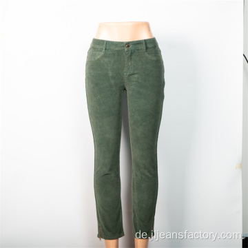 Großhandel benutzerdefinierte damen geradlinige grüne jeans